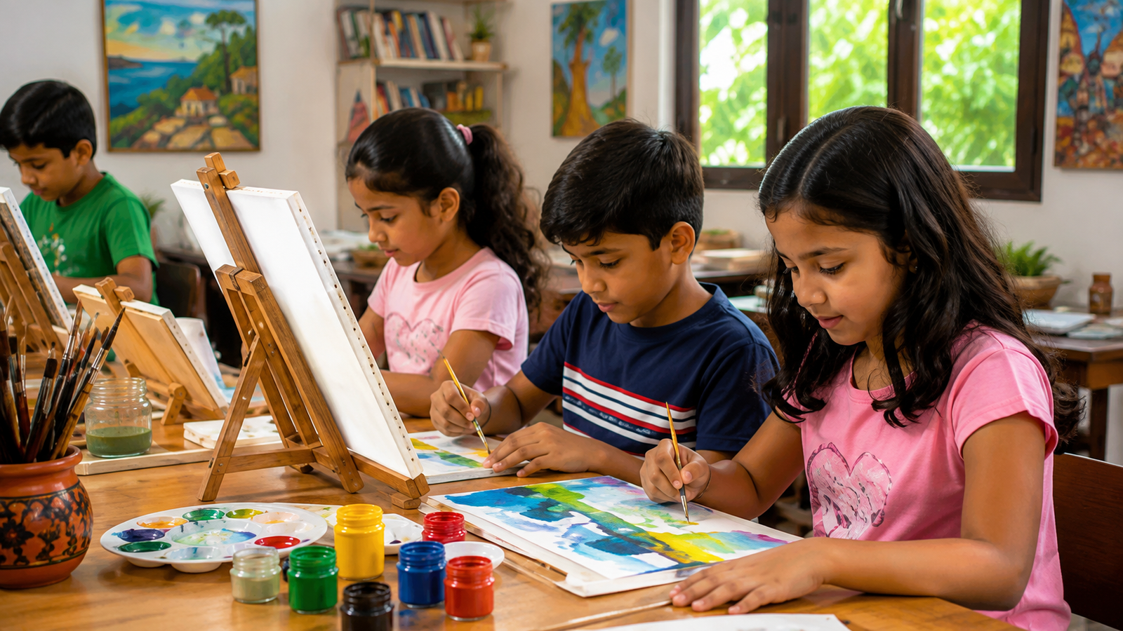 Children learning and creating art